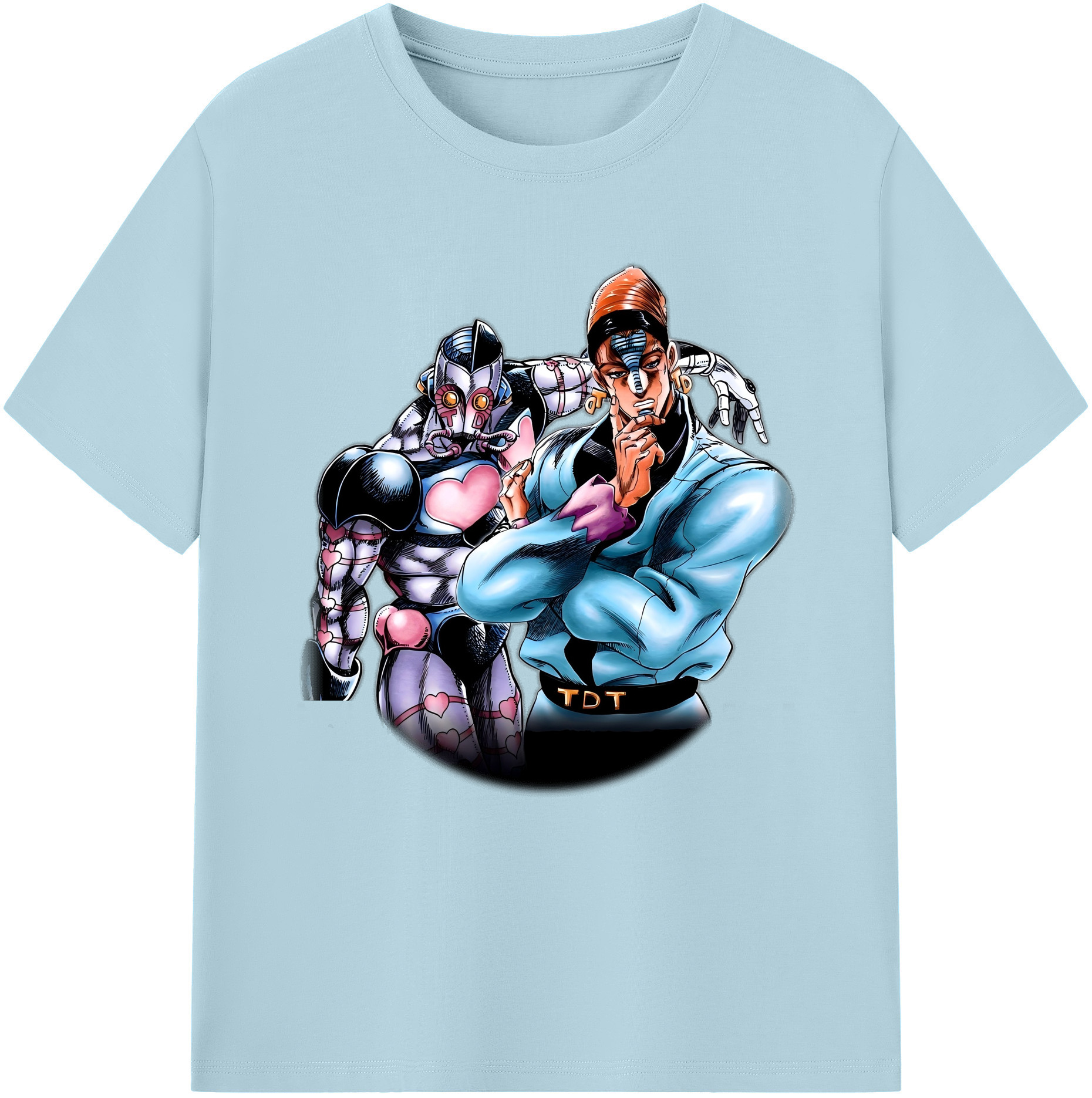 （画像用） ジョジョの奇妙な冒険 ひがしかた じょうすけ JoJo's Bizarre Adventure Higashikata Josuke 綿100％半袖Tシャツ（フロントプリント）